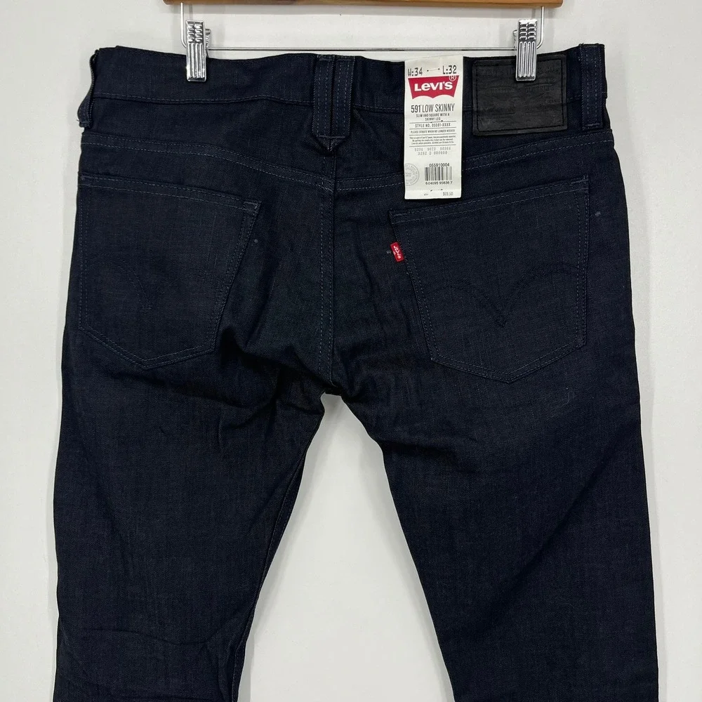 Levis 591 Low Skinny Jeans Mens 34x32 Dark Wash Stretch Denim 05591-XXXX New